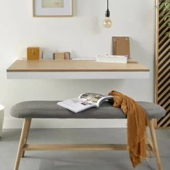 MOB-IN Bureau Mural Scandinave Chêne 120 Cm HANG - Bois Clair -France Bureau Soldes 2022 14335931 3