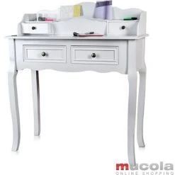 MUCOLA Bureau Secrétaire Antique Coiffeuse Blanc Shabby Chic Styile De Maison De Campagne
