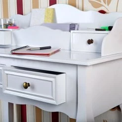 MUCOLA Bureau Secrétaire Antique Coiffeuse Blanc Shabby Chic Styile De Maison De Campagne 10 MUCOLA Bureau Secrétaire Antique Coiffeuse Blanc Shabby Chic Styile De Maison De Campagne -France Bureau Soldes 2022 14351165 4