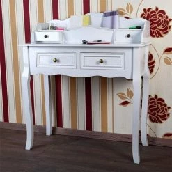 MUCOLA Bureau Secrétaire Antique Coiffeuse Blanc Shabby Chic Styile De Maison De Campagne 11 MUCOLA Bureau Secrétaire Antique Coiffeuse Blanc Shabby Chic Styile De Maison De Campagne -France Bureau Soldes 2022 14351165 5