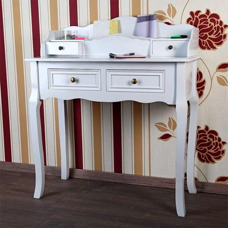 MUCOLA Bureau Secrétaire Antique Coiffeuse Blanc Shabby Chic Styile De Maison De Campagne 7 MUCOLA Bureau Secrétaire Antique Coiffeuse Blanc Shabby Chic Styile De Maison De Campagne – Image 5