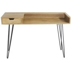 MILIBOO Bureau Design En Manguier Massif Et Métal Noir VIBES - Naturel