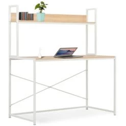 Bureau D'Ordinateur Blanc Et Chêne 120x60x138 Cm VidaXL