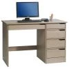 IDIMEX Bureau HUGO Avec Rangement 5 Tiroirs Style Scandinave En Pin Massif Lasuré Taupe -France Bureau Soldes 2022 15070510 1