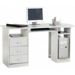 IDIMEX Bureau Multi Rangements BOB En Pin Massif Lasuré Blanc - Blanc
