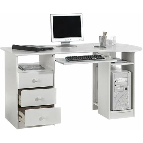 IDIMEX Bureau Multi Rangements BOB En Pin Massif Lasuré Blanc - Blanc 4 IDIMEX Bureau Multi Rangements BOB En Pin Massif Lasuré Blanc - Blanc – Image 2