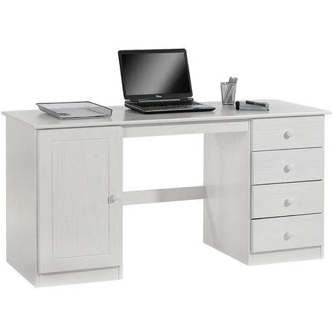 IDIMEX Bureau Multi Rangements Pin Massif Lasuré Blanc - Blanc 3 IDIMEX Bureau Multi Rangements Pin Massif Lasuré Blanc - Blanc
