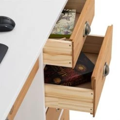 IDIMEX Bureau COLETTE Rangement Avec 5 Tiroirs Et Plateau Avec Corniche, En Pin Massif Lasuré Blanc Et Brun - Blanc/Brun 9 IDIMEX Bureau COLETTE Rangement Avec 5 Tiroirs Et Plateau Avec Corniche, En Pin Massif Lasuré Blanc Et Brun - Blanc/Brun -France Bureau Soldes 2022 15070534 4