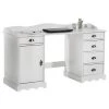 IDIMEX Bureau SANDRINE Multi Rangements 5 Tiroirs Et 1 Placard Avec Corniche En Pin Massif Lasuré Blanc - Blanc -France Bureau Soldes 2022 15070537 1