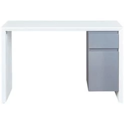 Bureau 1 Porte Et 1 Tiroir En PVC Coloris Blanc / Gris - Dim : L 120 X P50 X H75 Cm -PEGANE-
