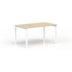 CERTEO EOL | Bureau Rectangulaire L.140 X P. 80 Cm | Plateau Chêne Clair | Piétement Blanc - Chêne