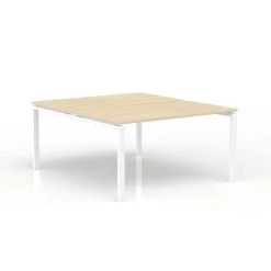 CERTEO EOL | Bureau Bench à Plan Partagé L.160 X P 165 | Table De Base | Plateau Chêne Clair | Piétement Blanc - Chêne