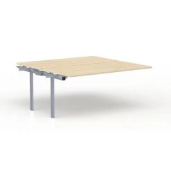 CERTEO EOL | Bureau à Plan Partagé L.160 X P 165 | Table Additionnelle | Plateau Chêne Clair | Piétement Gris Aluminium - Chêne