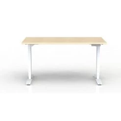 CERTEO EOL | Bureau Rectangulaire L 140 Cm | Réglable En Hauteur | Plateau Chêne Clair | Piétement Blanc - Chêne -France Bureau Soldes 2022 15694687 3