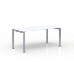 CERTEO EOL | Bureau L.160 Cm | Plateau Blanc | Piétement Gris Aluminium - Blanc Perlé