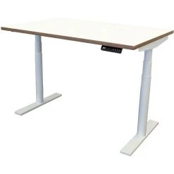 Bureau Ergonomique Assis-debout | LxP 120 X 80 Cm | Blanc Avec Contours Marron | Newpo - Blanc-marron