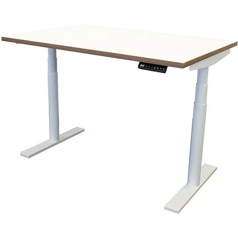 Bureau Ergonomique Assis-debout | LxP 120 X 80 Cm | Blanc Avec Contours Marron | Newpo - Blanc-marron 3 Bureau Ergonomique Assis-debout | LxP 120 X 80 Cm | Blanc Avec Contours Marron | Newpo - Blanc-marron