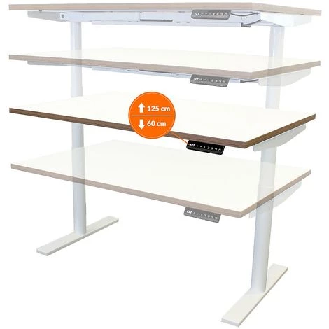 Bureau Ergonomique Assis-debout | LxP 120 X 80 Cm | Blanc Avec Contours Marron | Newpo - Blanc-marron 4 Bureau Ergonomique Assis-debout | LxP 120 X 80 Cm | Blanc Avec Contours Marron | Newpo - Blanc-marron – Image 2