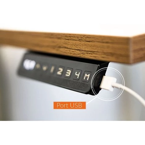 Bureau Ergonomique Assis-debout | LxP 120 X 80 Cm | Blanc Avec Contours Marron | Newpo - Blanc-marron 5 Bureau Ergonomique Assis-debout | LxP 120 X 80 Cm | Blanc Avec Contours Marron | Newpo - Blanc-marron – Image 3