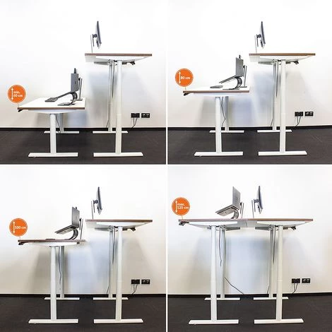 Bureau Ergonomique Assis-debout | LxP 120 X 80 Cm | Blanc Avec Contours Marron | Newpo - Blanc-marron 7 Bureau Ergonomique Assis-debout | LxP 120 X 80 Cm | Blanc Avec Contours Marron | Newpo - Blanc-marron – Image 5