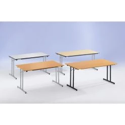 CERTEO Table Pliante STANDARD - Piétement Carré Avec Vérins De Mise à Niveau - 1200 X 600 Mm, Piétement Noir, Plateau Façon - Coloris Piétement: Noir