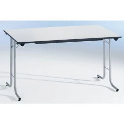 CERTEO Table Pliante à Chants Arrondis - Piétement En Tube Rond, Plateau Rectangulaire - 1200 X 700 Mm, Piétement Noir, Plateau - Coloris Piétement: Noir -France Bureau Soldes 2022 15696008 5