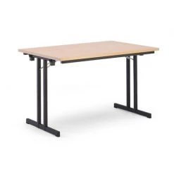 CERTEO Table Pliante à Plateau Extra-large - Hauteur 720 Mm - 1200 X 800 Mm, Piétement Noir, Plateau Façon Hêtre - Coloris Piétement: Noir -France Bureau Soldes 2022 15696029 5