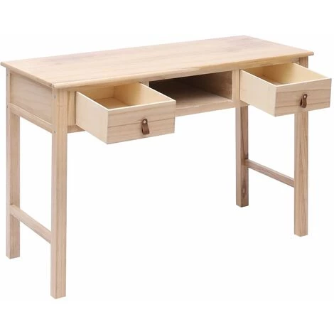 VidaXL Bureau Naturel 110 X 45 X 76 Cm Bois - Brun 4 VidaXL Bureau Naturel 110 X 45 X 76 Cm Bois - Brun – Image 2