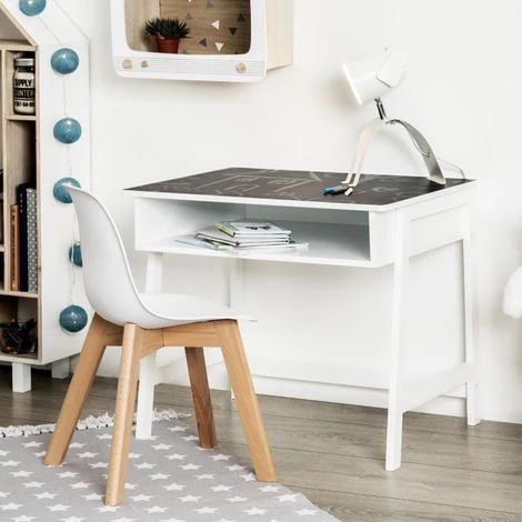 Bureau Ardoise Noir Et Blanc - L.58 X L.46 X H.52 Cm -PEGANE- 4 Bureau Ardoise Noir Et Blanc - L.58 X L.46 X H.52 Cm -PEGANE- – Image 2