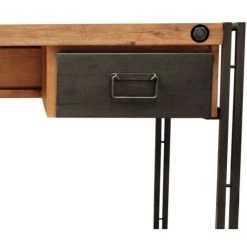 MEUBLETMOI Bureau En Acacia Métal 2 Tiroirs - WORKSHOP - Bois -France Bureau Soldes 2022 15934449 5