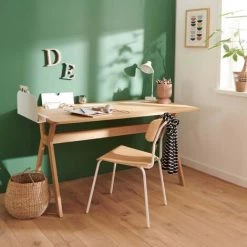 MOB-IN Bureau Scandinave Chêne 150 Cm MOBOX - Bois Clair