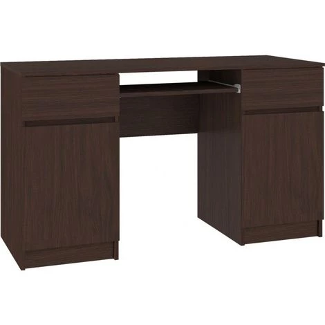 HUCOCO MONA - Bureau Informatique Moderne 135x77x50 Cm - 2 Tiroirs + Support Clavier - Gaming - Table Ordinateur Multi-rangements - Marron 3 HUCOCO MONA - Bureau Informatique Moderne 135x77x50 Cm - 2 Tiroirs + Support Clavier - Gaming - Table Ordinateur Multi-rangements - Marron