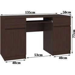 HUCOCO MONA - Bureau Informatique Moderne 135x77x50 Cm - 2 Tiroirs + Support Clavier - Gaming - Table Ordinateur Multi-rangements - Marron 5 HUCOCO MONA - Bureau Informatique Moderne 135x77x50 Cm - 2 Tiroirs + Support Clavier - Gaming - Table Ordinateur Multi-rangements - Marron -France Bureau Soldes 2022 16209427 2