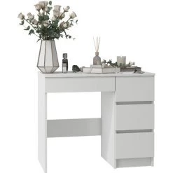 HUCOCO DARYA - Bureau Contemporain 90x77x50 Cm - 4 Tiroirs Larges - Table Ordinateur Multi-rangements - Design Moderne & Fonctionnel - Blanc 8 HUCOCO DARYA - Bureau Contemporain 90x77x50 Cm - 4 Tiroirs Larges - Table Ordinateur Multi-rangements - Design Moderne & Fonctionnel - Blanc -France Bureau Soldes 2022 16209449 3