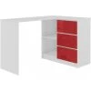 HUCOCO SUNDAR - Bureau Informatique D'angle Moderne 124x85x77 - 3 Tiroirs + 2 Grandes Niches - Table Ordinateur Multi-rangements - Rouge