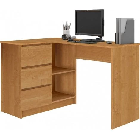 HUCOCO SUNDAR - Bureau Informatique D'angle Moderne 124x85x77 - 3 Tiroirs + 2 Grandes Niches - Table Ordinateur Multi-rangements - Marron 3 HUCOCO SUNDAR - Bureau Informatique D'angle Moderne 124x85x77 - 3 Tiroirs + 2 Grandes Niches - Table Ordinateur Multi-rangements - Marron