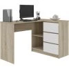 HUCOCO SUNDAR - Bureau Informatique D'angle Moderne 124x85x77 - 3 Tiroirs + 2 Grandes Niches - Table Ordinateur Multi-rangements - Beige -France Bureau Soldes 2022 16209469 1