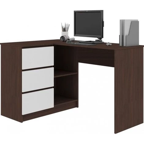 HUCOCO SUNDAR - Bureau Informatique D'angle Moderne 124x85x77 - 3 Tiroirs + 2 Grandes Niches - Table Ordinateur Multi-rangements - Marron 3 HUCOCO SUNDAR - Bureau Informatique D'angle Moderne 124x85x77 - 3 Tiroirs + 2 Grandes Niches - Table Ordinateur Multi-rangements - Marron