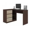 HUCOCO SUNDAR - Bureau Informatique D'angle Moderne 124x85x77 - 3 Tiroirs + 2 Grandes Niches - Table Ordinateur Multi-rangements - Marron -France Bureau Soldes 2022 16209476 1