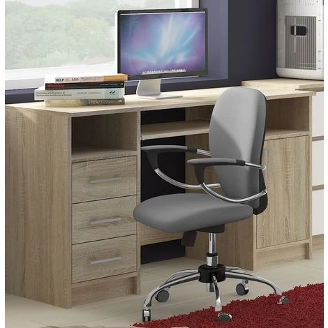 HUCOCO KAMA - Bureau Informatique - 124x74x52cm - 3 Tiroirs + Support Clavier + Rangements - Table D'ordinateur - Mobilier Bureau - Beige 4 HUCOCO KAMA - Bureau Informatique - 124x74x52cm - 3 Tiroirs + Support Clavier + Rangements - Table D'ordinateur - Mobilier Bureau - Beige – Image 2