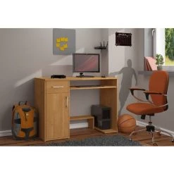 HUCOCO KILIG - Bureau PC Informatique Moderne 90x74x50 Cm - Support Unité Centrale + Tiroir + Niche Rangement - Table Ordinateur - Marron -France Bureau Soldes 2022 16209492 2
