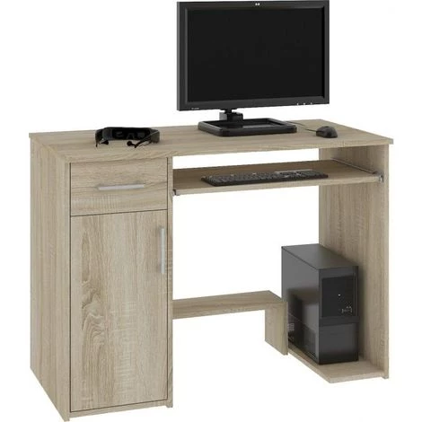HUCOCO KILIG - Bureau PC Informatique Moderne 90x74x50 Cm - Support Unité Centrale + Tiroir + Niche Rangement - Table Ordinateur - Beige 3 HUCOCO KILIG - Bureau PC Informatique Moderne 90x74x50 Cm - Support Unité Centrale + Tiroir + Niche Rangement - Table Ordinateur - Beige