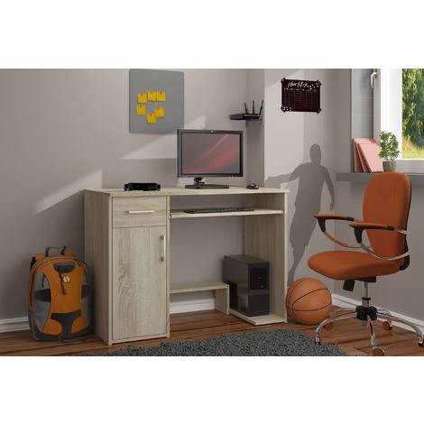 HUCOCO KILIG - Bureau PC Informatique Moderne 90x74x50 Cm - Support Unité Centrale + Tiroir + Niche Rangement - Table Ordinateur - Beige 4 HUCOCO KILIG - Bureau PC Informatique Moderne 90x74x50 Cm - Support Unité Centrale + Tiroir + Niche Rangement - Table Ordinateur - Beige – Image 2