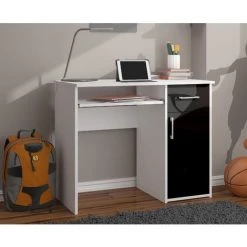HUCOCO TORPE - Bureau Informatique Contemporain 90x74x50 Cm - Taille Compacte + Support Clavier + Tiroir - Table Ordinateur - Noir -France Bureau Soldes 2022 16209500 2
