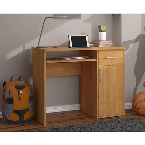 HUCOCO TORPE - Bureau Informatique Contemporain 90x74x50 Cm - Taille Compacte + Support Clavier + Tiroir - Table Ordinateur - Marron 4 HUCOCO TORPE - Bureau Informatique Contemporain 90x74x50 Cm - Taille Compacte + Support Clavier + Tiroir - Table Ordinateur - Marron – Image 2