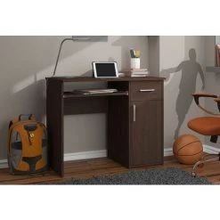HUCOCO TORPE - Bureau Informatique Contemporain 90x74x50 Cm - Taille Compacte + Support Clavier + Tiroir - Table Ordinateur - Marron -France Bureau Soldes 2022 16209508 2