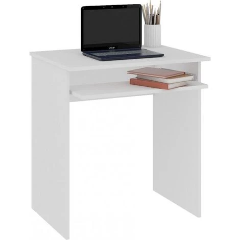 HUCOCO MALAWI - Petit Bureau D'ordinateur - 68x74x51 Cm - Support Coulissant Clavier - Table D'ordinateur - Mobilier Bureau - Blanc 3 HUCOCO MALAWI - Petit Bureau D'ordinateur - 68x74x51 Cm - Support Coulissant Clavier - Table D'ordinateur - Mobilier Bureau - Blanc