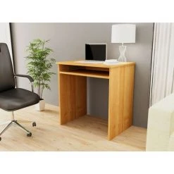 HUCOCO MALAWI - Bureau Informatique Compacte 68x74x51 Cm - Support Coulissant Clavier - Design Moderne - Table Ordinateur Portable - Marron -France Bureau Soldes 2022 16209511 2