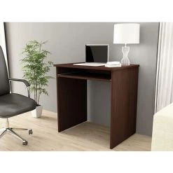 HUCOCO MALAWI - Bureau Informatique Compacte 68x74x51 Cm - Support Coulissant Clavier - Design Moderne - Table Ordinateur Portable - Marron -France Bureau Soldes 2022 16209513 2