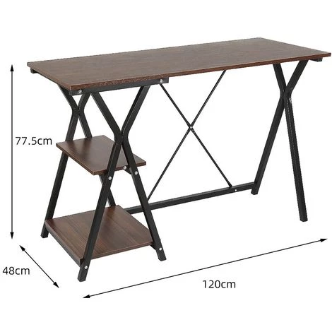 OOBEST Bureau Informatique Meuble De Rangement De Bibliothèque Structure En Métal 4 OOBEST Bureau Informatique Meuble De Rangement De Bibliothèque Structure En Métal – Image 2